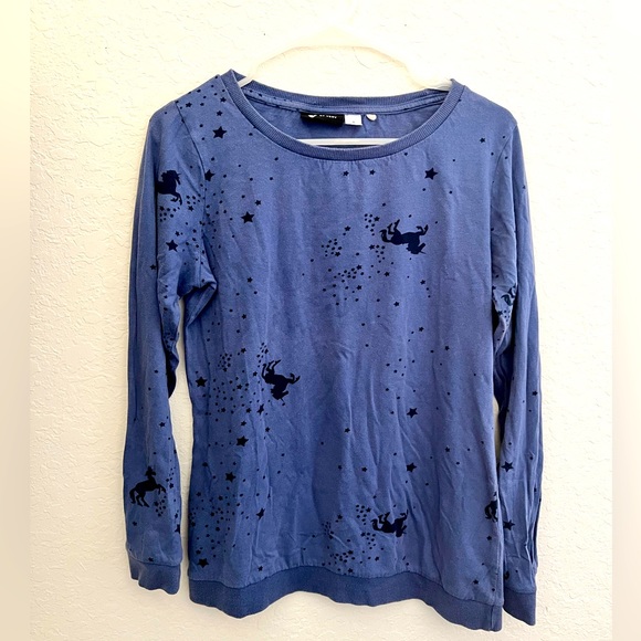 Blue casual shirt with unicorn print - Picture 1 of 2